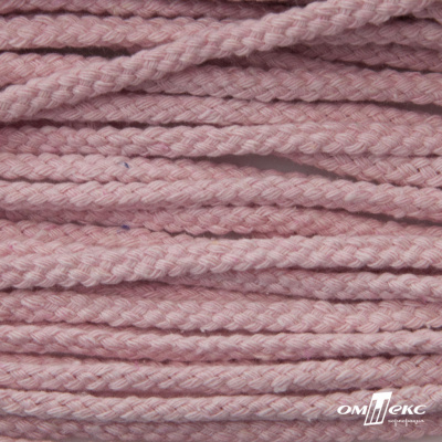 Шнур плетеный d-6 мм круглый, 70% хлопок 30% полиэстер, уп.90+/-1 м, цв.1087-розовый - купить в Каспийске. Цена: 588 руб.