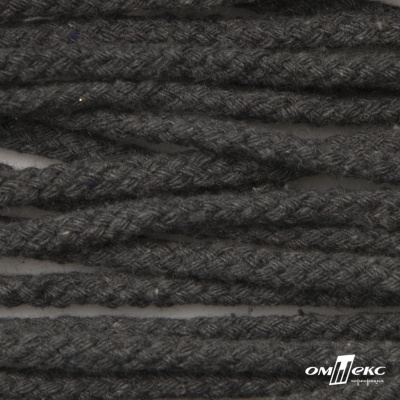 Шнур плетеный d-6 мм круглый, 70% хлопок 30% полиэстер, уп.90+/-1 м, цв.1088-т.серый - купить в Каспийске. Цена: 588 руб.