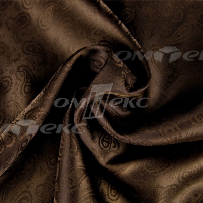 Ткань подкладочная жаккард Р14098, 19-1217/коричневый, 85 г/м2, шир. 150 см, 230T - купить в Каспийске. Цена 166.45 руб.