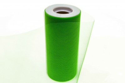 Фатин в шпульках 16-146, 10 гр/м2, шир. 15 см (в нам. 25+/-1 м), цвет зелёный - купить в Каспийске. Цена: 100.69 руб.