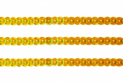 Пайетки "ОмТекс" на нитях, CREAM, 6 мм С / упак.73+/-1м, цв. 92 - золото - купить в Каспийске. Цена: 484.77 руб.