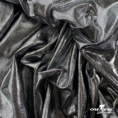 Трикотажное полотно голограмма, шир.140 см, #602 -чёрный/серебро - купить в Каспийске. Цена 385.88 руб.