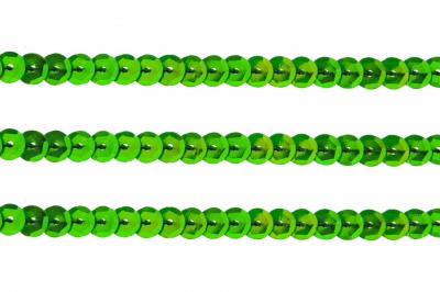 Пайетки "ОмТекс" на нитях, CREAM, 6 мм С / упак.73+/-1м, цв. 94 - зеленый - купить в Каспийске. Цена: 297.48 руб.