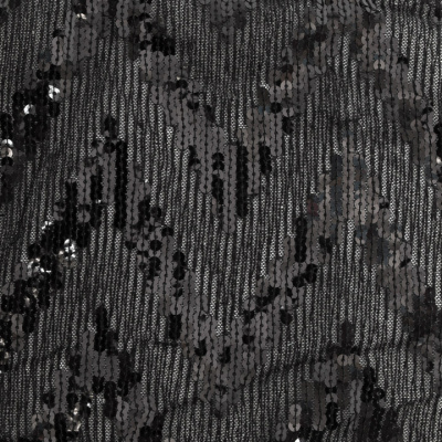 Трикотажное полотно с пайетками, шир.130 см, #311-бахрома чёрная - купить в Каспийске. Цена 1 183.35 руб.