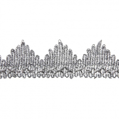 Тесьма металлизированная 0384-0240, шир. 40 мм/уп. 25+/-1 м, цвет серебро - купить в Каспийске. Цена: 490.74 руб.