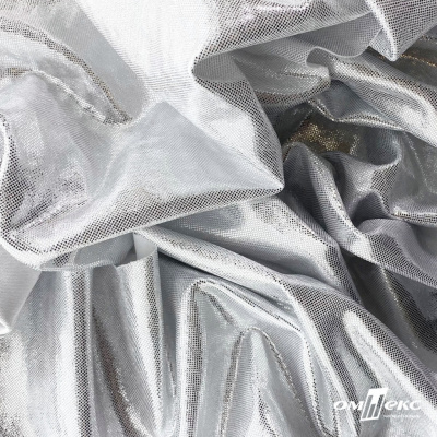 Трикотажное полотно голограмма, шир.140 см, #602 -белый/серебро - купить в Каспийске. Цена 385.88 руб.