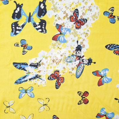 Плательная ткань "Софи" 7.2, 75 гр/м2, шир.150 см, принт бабочки - купить в Каспийске. Цена 236.56 руб.