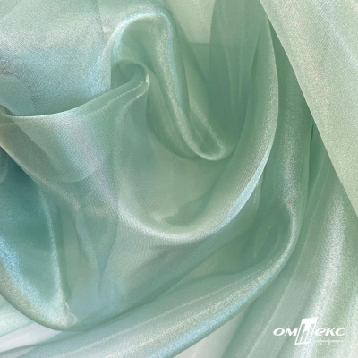 Ткань органза, 100% полиэстр, 28г/м2, шир. 150 см, цв. #104 светло-зеленый - купить в Каспийске. Цена 86.24 руб.