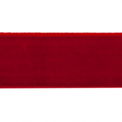 Лента бархатная нейлон, шир.25 мм, (упак. 45,7м), цв.45-красный - купить в Каспийске. Цена: 981.09 руб.