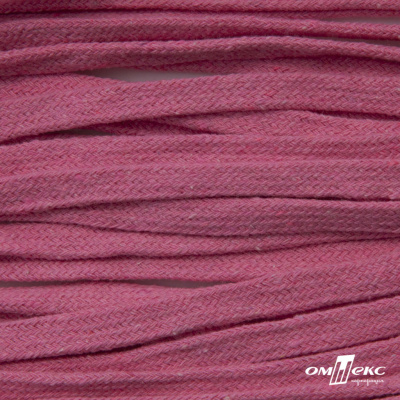 Шнур плетеный d-8 мм плоский, 70% хлопок 30% полиэстер, уп.85+/-1 м, цв.1029-розовый - купить в Каспийске. Цена: 735 руб.