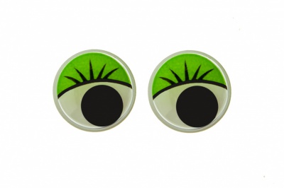 Глазки для игрушек, круглые, с бегающими зрачками, 15 мм/упак.50+/-2 шт, цв. -зеленый - купить в Каспийске. Цена: 113.01 руб.