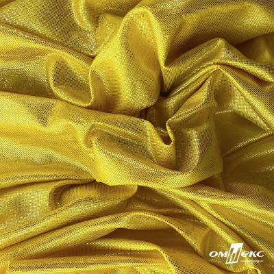 Трикотажное полотно голограмма, шир.140 см, #602 -жёлтый/жёлтый - купить в Каспийске. Цена 385.88 руб.