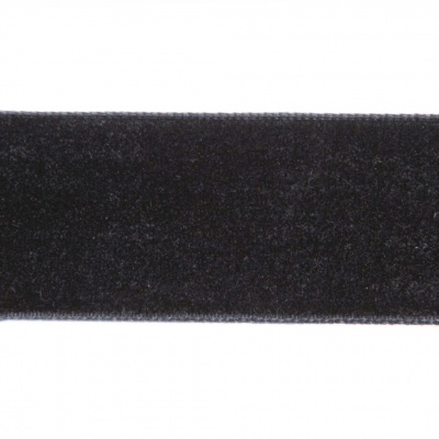 Лента бархатная нейлон, шир.25 мм, (упак. 45,7м), цв.03-черный - купить в Каспийске. Цена: 809.01 руб.