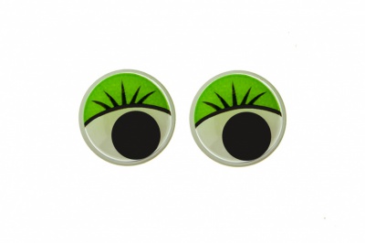 Глазки для игрушек, круглые, с бегающими зрачками, 12 мм/упак.50+/-2 шт, цв. -зеленый - купить в Каспийске. Цена: 95.04 руб.