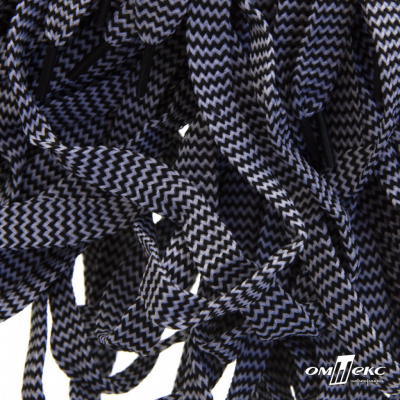 Шнурки #107-07, плоские 130 см, двухцветные цв.серый/чёрный - купить в Каспийске. Цена: 23.03 руб.