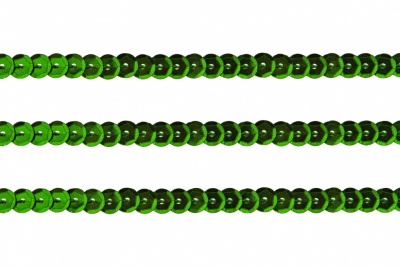 Пайетки "ОмТекс" на нитях, SILVER-BASE, 6 мм С / упак.73+/-1м, цв. 4 - зеленый - купить в Каспийске. Цена: 484.77 руб.