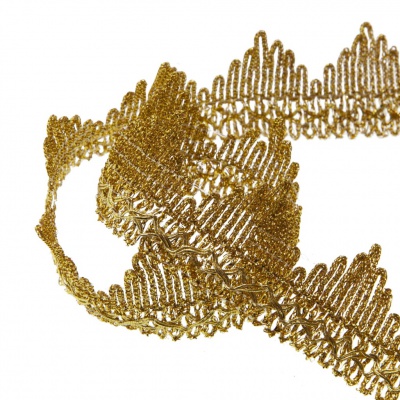Тесьма металлизированная 0384-0240, шир. 40 мм/уп. 25+/-1 м, цвет золото - купить в Каспийске. Цена: 490.74 руб.