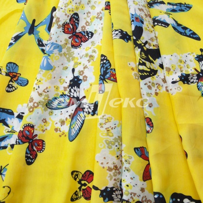 Плательная ткань "Софи" 7.2, 75 гр/м2, шир.150 см, принт бабочки - купить в Каспийске. Цена 243.96 руб.
