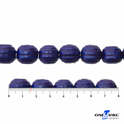 0309-Бусины деревянные "ОмТекс", 16 мм, упак.50+/-3шт, цв.006-синий - купить в Каспийске. Цена: 62.22 руб.